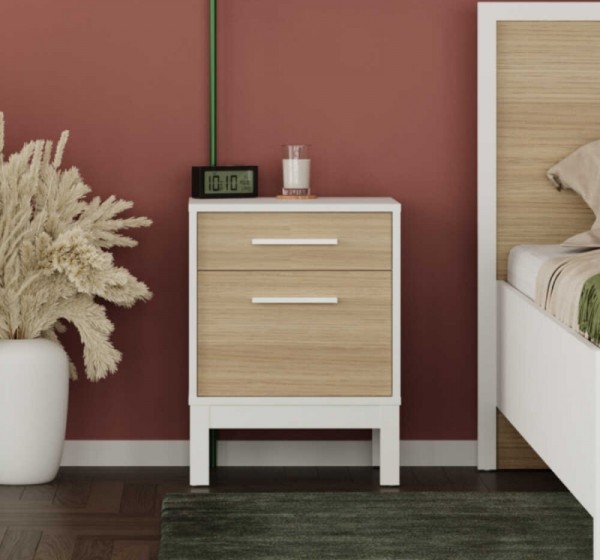 Κομοδίνο London Megapap χρώμα λευκό - oak 45x41x60εκ.