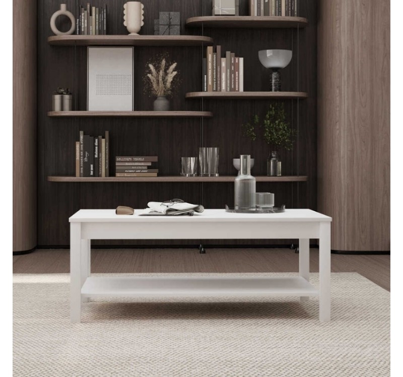 Τραπεζάκι σαλονιού Rustic Megapap χρώμα λευκό 103x60x40εκ.