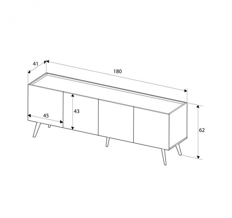Έπιπλο τηλεόρασης Luna Megapap χρώμα florida oak 180x41x62εκ.