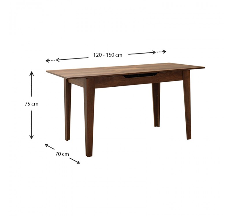 Τραπέζι Trendline Megapap επεκτεινόμενο χρώμα καρυδί 120/150x70x75εκ.