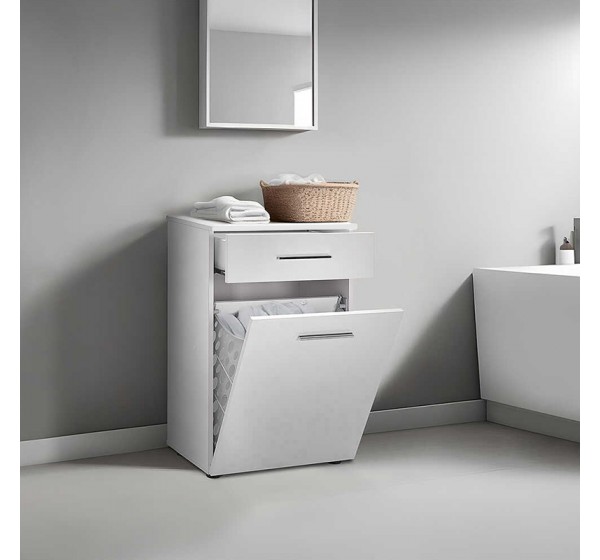 Ντουλάπι - Καλάθι απλύτων Diamond Megapap χρώμα λευκό gloss 52x38x83εκ.