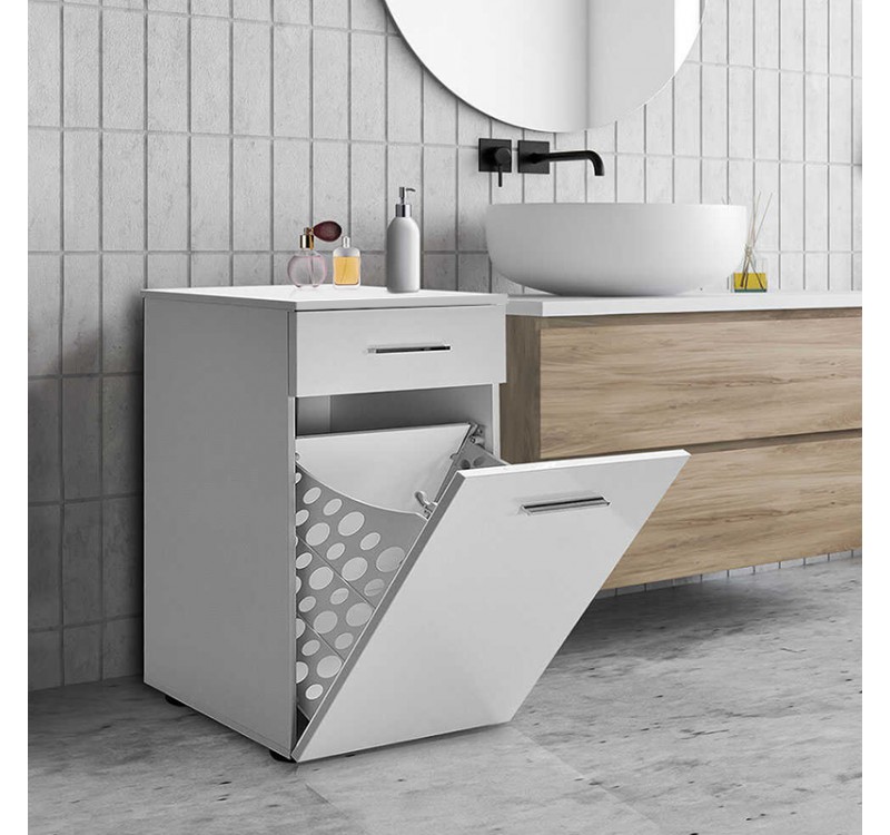 Ντουλάπι - Καλάθι απλύτων Diamond Megapap χρώμα λευκό gloss 52x38x83εκ.