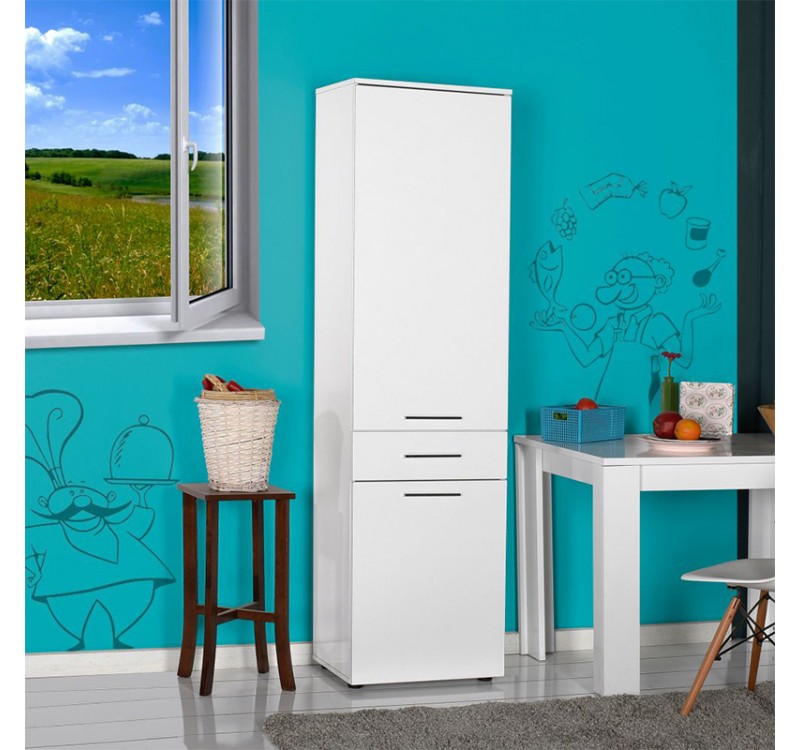 Ντουλάπι με καλάθι απλύτων Diamond Megapap χρώμα λευκό gloss 52x38x187εκ.