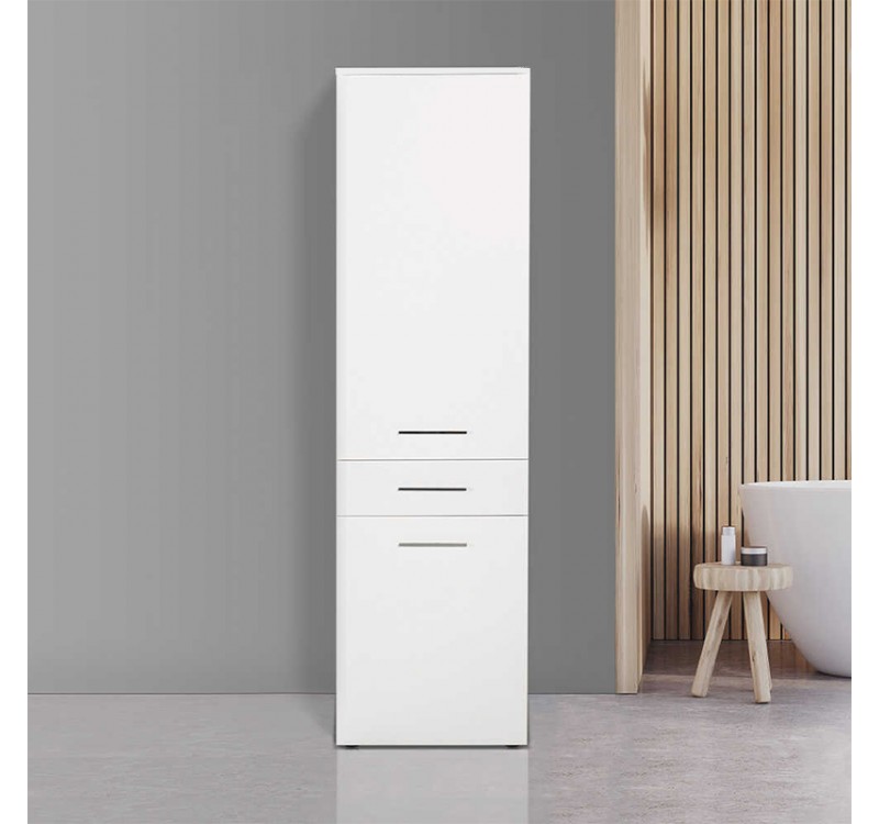 Ντουλάπι με καλάθι απλύτων Diamond Megapap χρώμα λευκό gloss 52x38x187εκ.