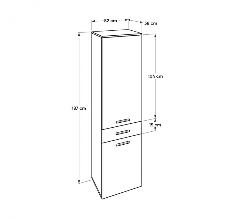 Ντουλάπι με καλάθι απλύτων Diamond Megapap χρώμα λευκό gloss 52x38x187εκ.