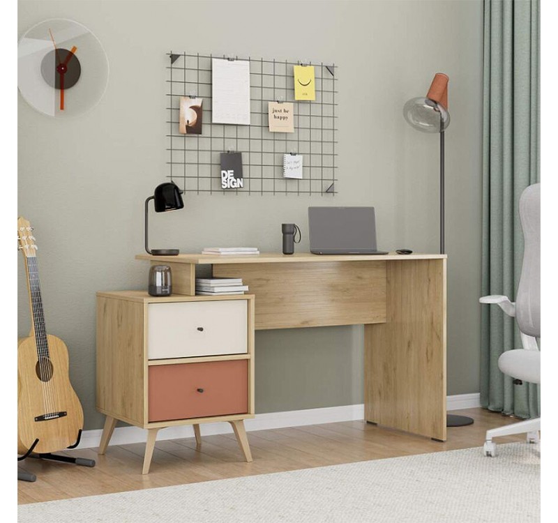 Γραφείο εργασίας Terra Megapap χρώμα florida oak 129x55x75εκ.