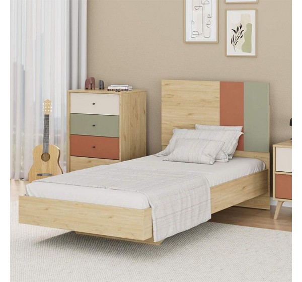 Κρεβάτι Terra Megapap χρώμα florida oak 100x200εκ.
