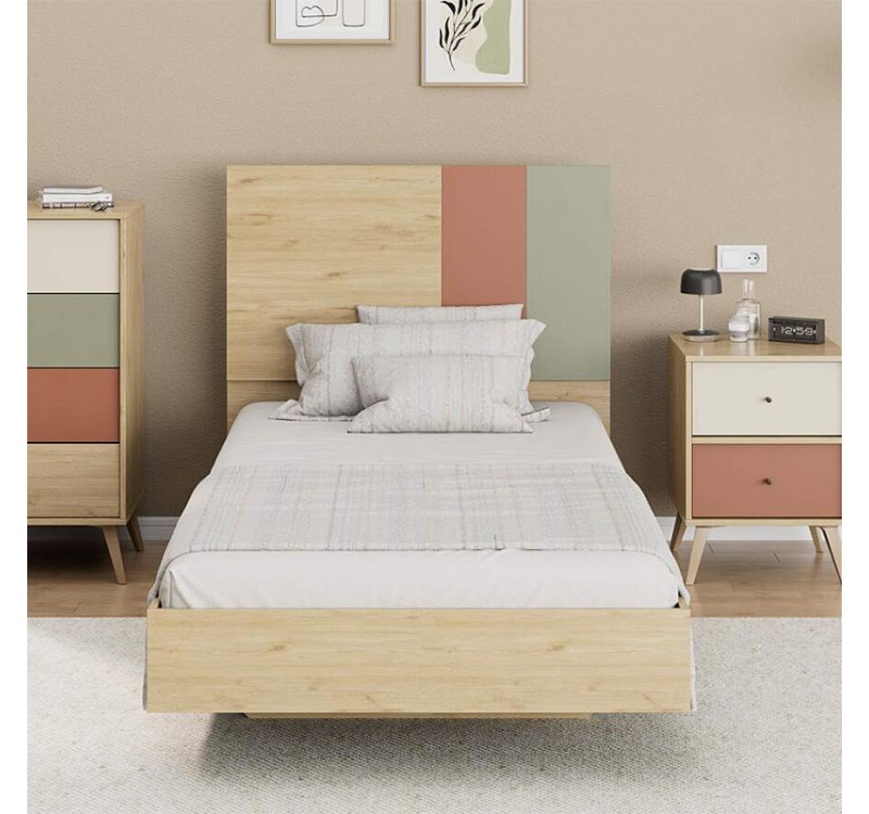 Κρεβάτι Terra Megapap χρώμα florida oak 100x200εκ.