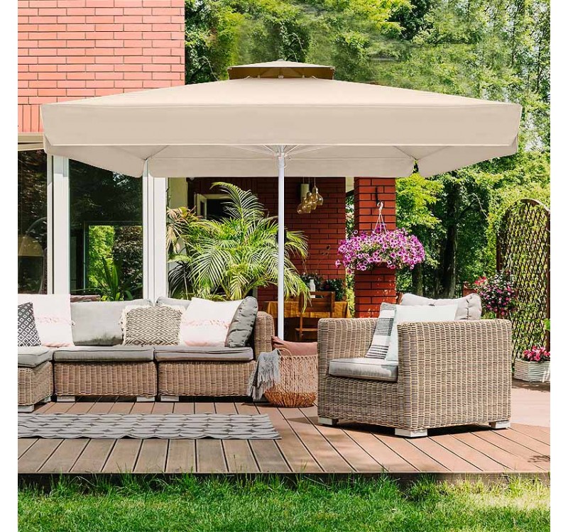 Ομπρέλα επαγγελματική Juno Megapap τηλεσκοπική αλουμινίου χρώμα εκρού 4x4m.