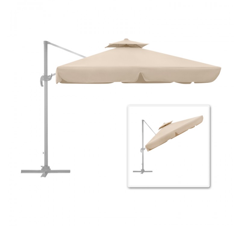 Ομπρέλα κρεμαστή επαγγελματική Pearl Megapap τηλεσκοπική αλουμινίου χρώμα εκρού 3x3m.