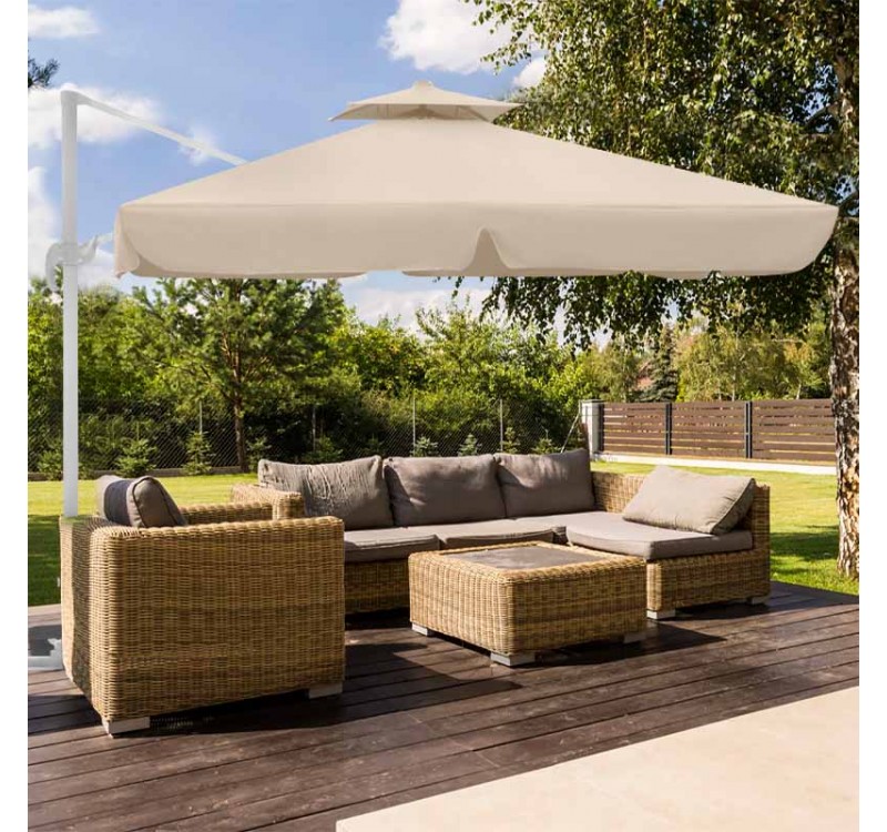 Ομπρέλα κρεμαστή επαγγελματική Pearl Megapap τηλεσκοπική αλουμινίου χρώμα εκρού 3x3m.