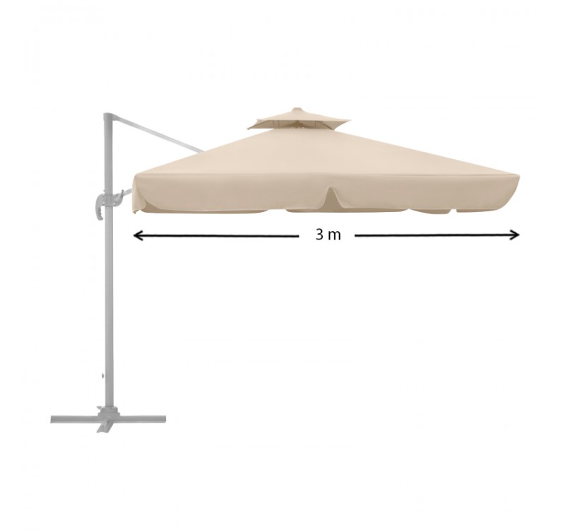 Ομπρέλα κρεμαστή επαγγελματική Pearl Megapap τηλεσκοπική αλουμινίου χρώμα εκρού 3x3m.