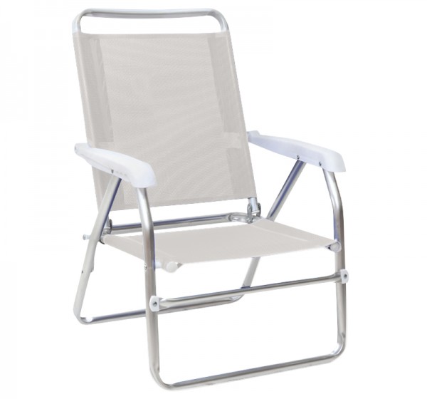 Καρεκλάκι παραλίας Alu Megapap αλουμινίου χρώμα λευκό 54x52x80εκ.