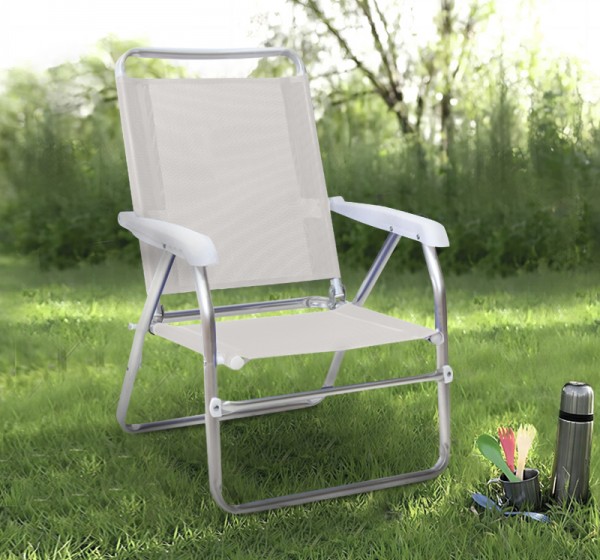 Καρεκλάκι παραλίας Alu Megapap αλουμινίου χρώμα λευκό 54x52x80εκ.