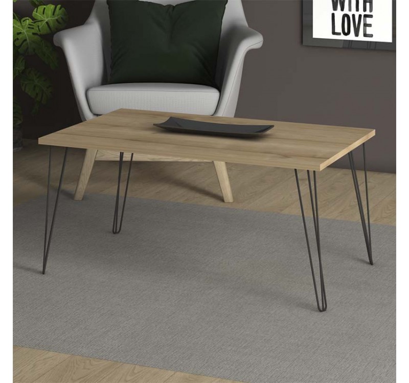 Τραπεζάκι σαλονιού Fiona Megapap χρώμα oak 90x55x43εκ.