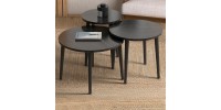 Τραπεζάκι σαλονιού σετ 3 τμχ Roma Megapap χρώμα μαύρο εφέ μαρμάρου Φ60x46εκ.