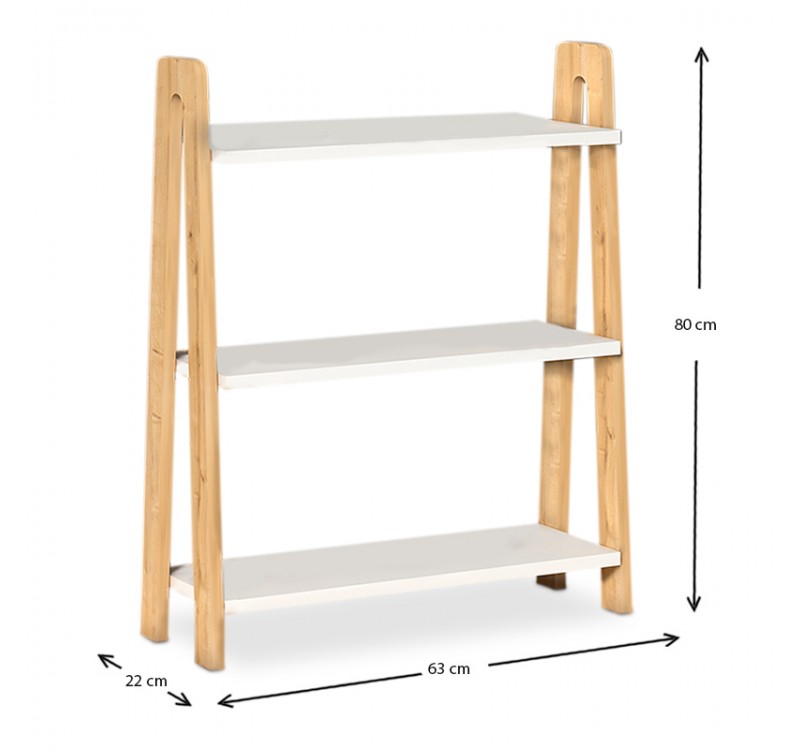 Βιβλιοθήκη Como Megapap χρώμα λευκό - oak 63x22x80εκ.