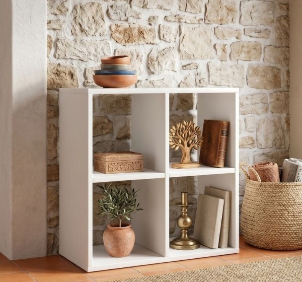 Βιβλιοθήκη Cube Megapap χρώμα λευκό 60x30x60εκ.