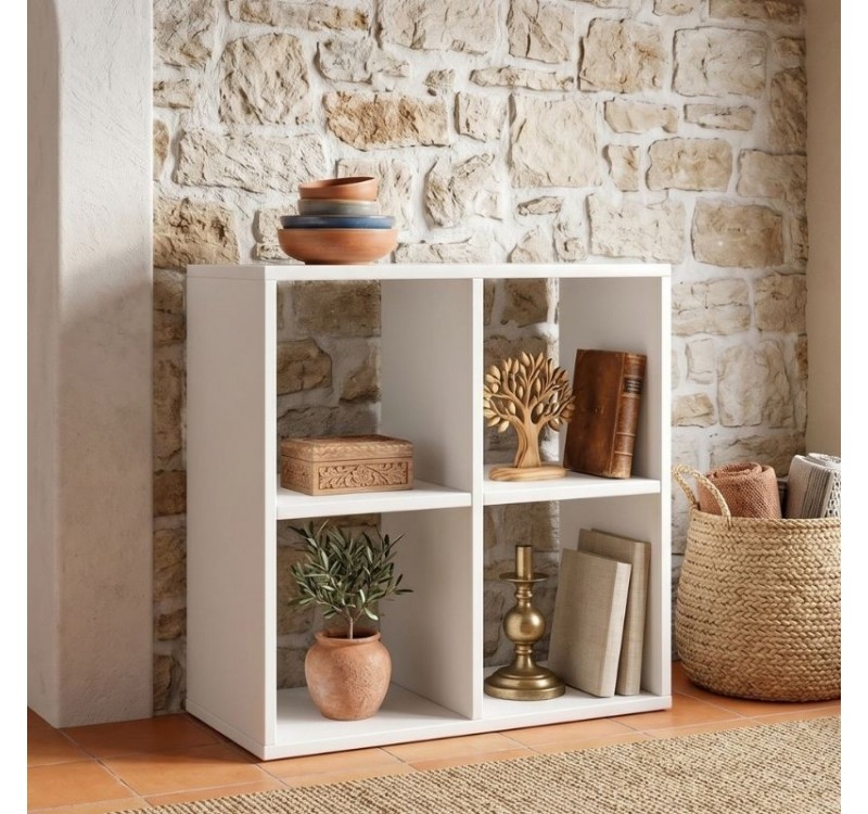 Βιβλιοθήκη Cube Megapap χρώμα λευκό 60x30x60εκ.