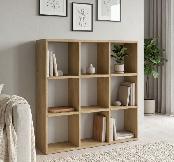 Βιβλιοθήκη Cube Megapap χρώμα sapphire oak 90x30x90εκ.