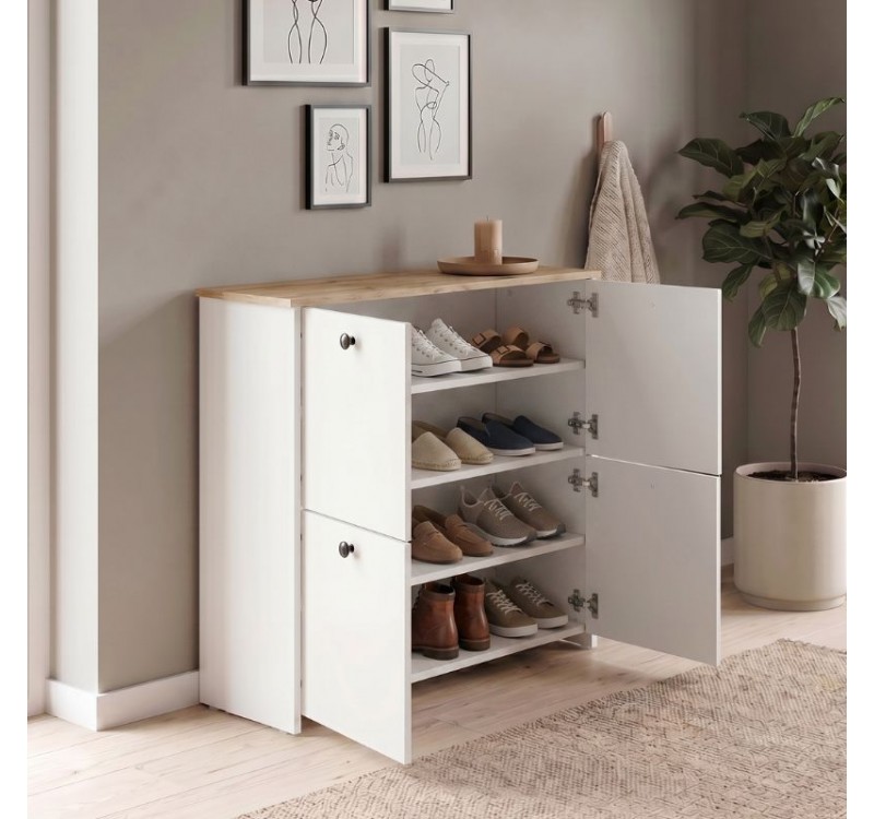 Παπουτσοθήκη Palma Megapap χρώμα λευκό - sapphire oak 90x35x90εκ.