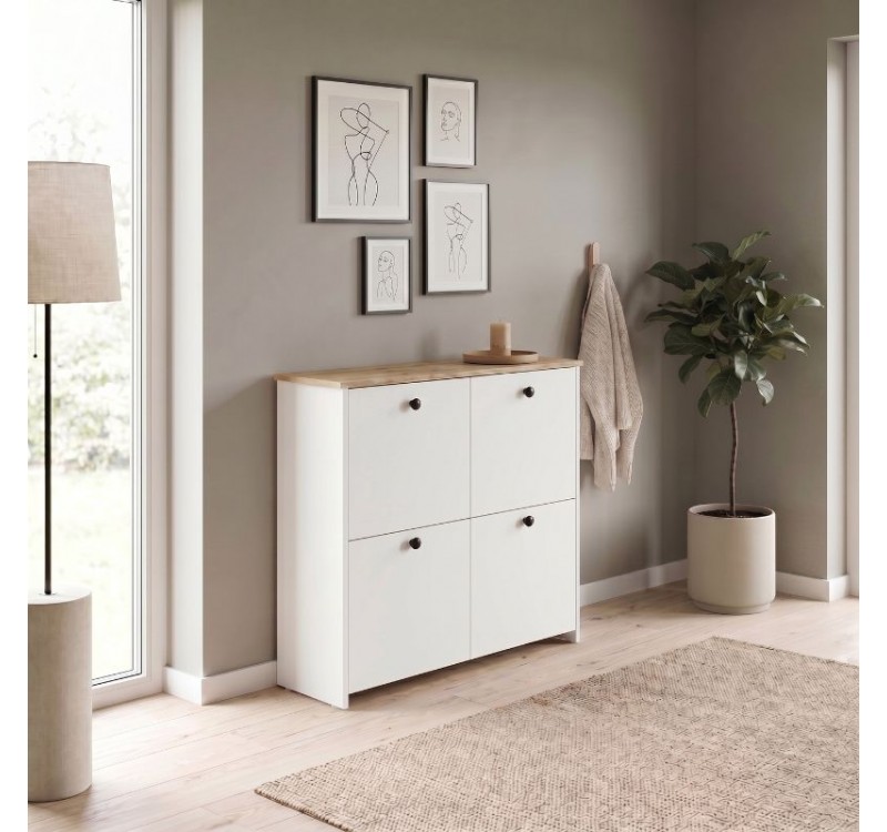 Παπουτσοθήκη Palma Megapap χρώμα λευκό - sapphire oak 90x35x90εκ.