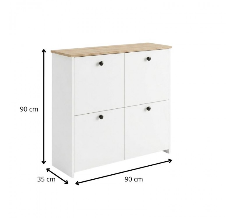 Παπουτσοθήκη Palma Megapap χρώμα λευκό - sapphire oak 90x35x90εκ.