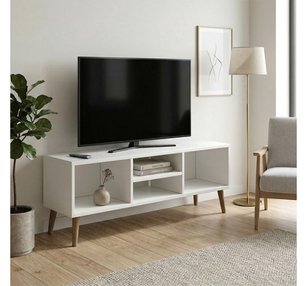 Έπιπλο τηλεόρασης Loren Megapap χρώμα λευκό 120x30x40εκ.