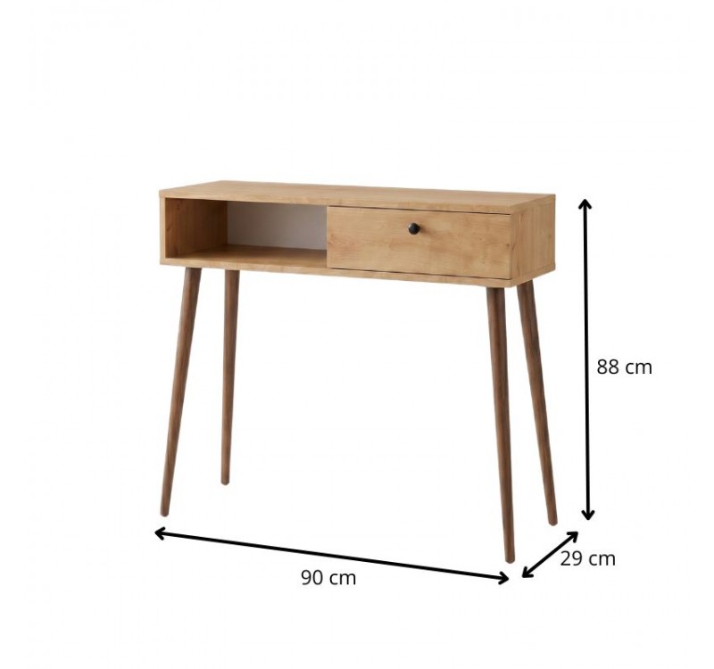 Κονσόλα Napoli Megapap χρώμα sapphire oak 90x29x88εκ.