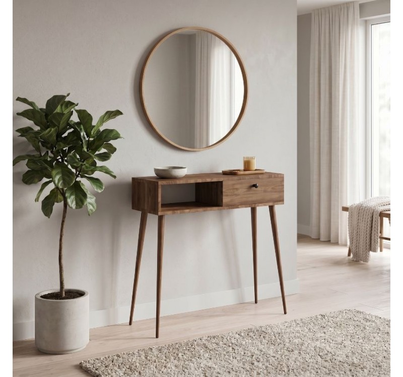 Κονσόλα Napoli Megapap χρώμα καρυδί 90x29x88εκ.