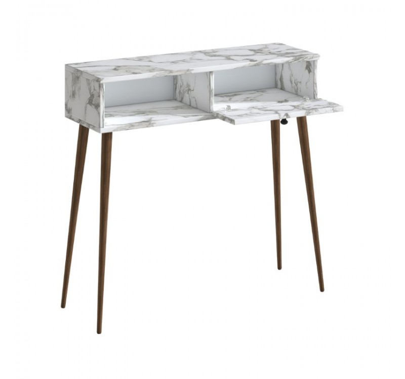 Κονσόλα Napoli Megapap χρώμα λευκό εφέ μαρμάρου 90x29x88εκ.