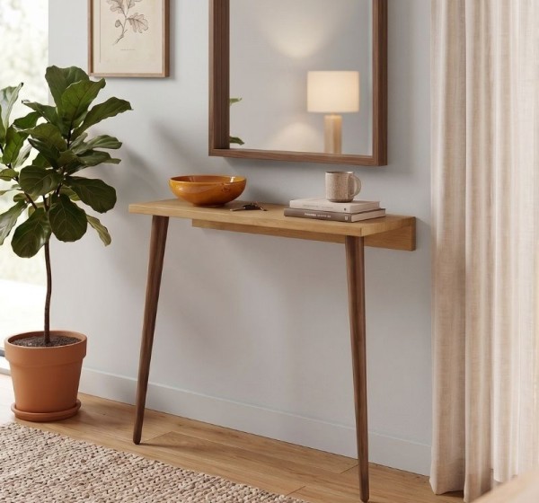Κονσόλα επιτοίχια Moca Megapap χρώμα sapphire oak 60x22x77εκ.