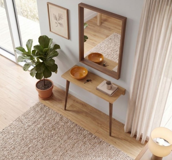 Κονσόλα επιτοίχια Moca Megapap χρώμα sapphire oak 60x22x77εκ.