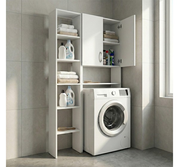 Έπιπλο πλυντηρίου Make Megapap χρώμα λευκό 96x20x180εκ.