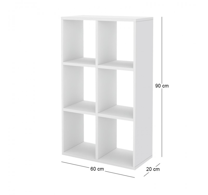 Βιβλιοθήκη Cube Megapap χρώμα λευκό 60x20x90εκ.