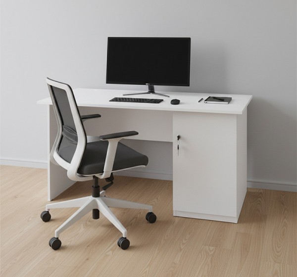 Γραφείο εργασίας με κλειδαριά Moto Megapap χρώμα λευκό 120x80x75εκ.