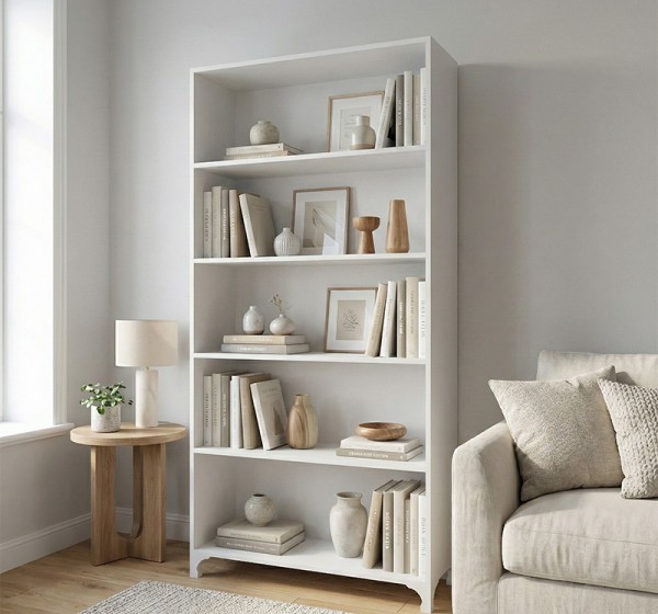 Βιβλιοθήκη Kafka Megapap χρώμα λευκό 70x30x188εκ.