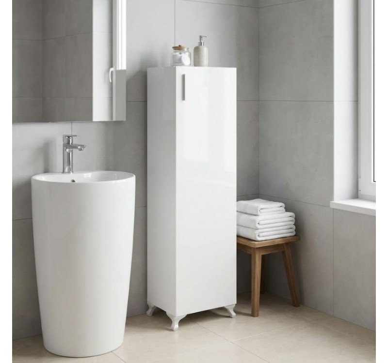 Ντουλάπι κουζίνας - μπάνιου Mine Megapap χρώμα λευκό 30x32x128εκ.