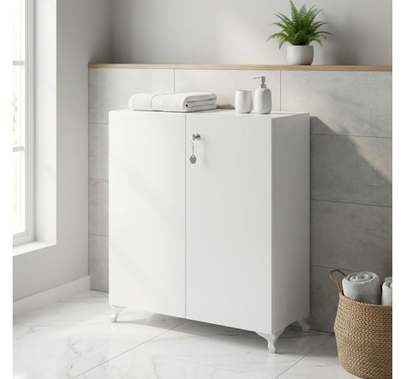 Ντουλάπι με κλειδαριά Cilem Megapap χρώμα λευκό 70x32x88εκ.