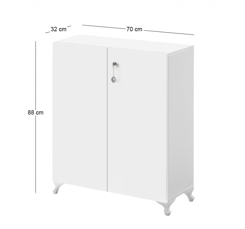Ντουλάπι με κλειδαριά Cilem Megapap χρώμα λευκό 70x32x88εκ.