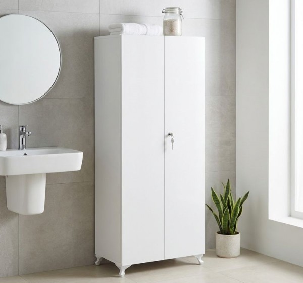 Ντουλάπα - Παπουτσοθήκη Cilem Megapap με κλειδαριά χρώμα λευκό 70x32x188εκ.