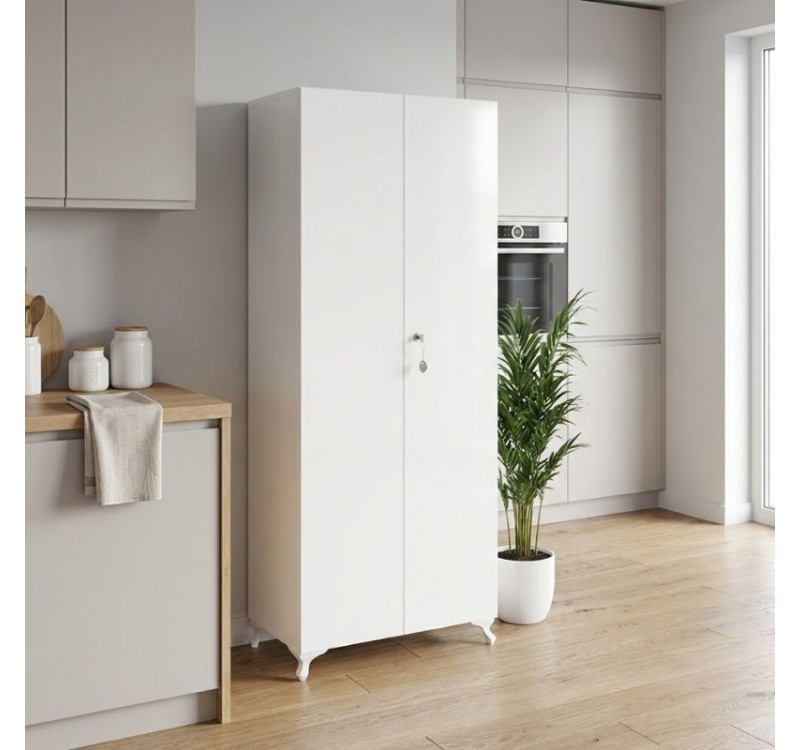 Ντουλάπα - Παπουτσοθήκη Cilem Megapap με κλειδαριά χρώμα λευκό 70x32x188εκ.