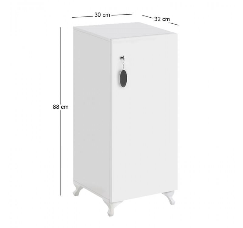 Ντουλάπι με κλειδαριά Zehra Megapap χρώμα λευκό 30x32x88εκ.