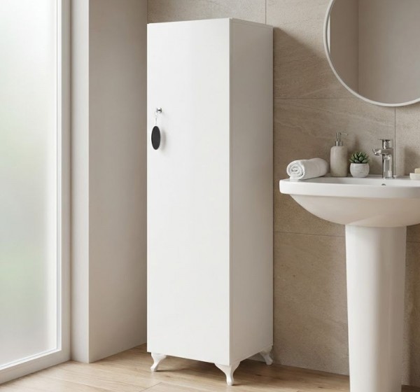 Ντουλάπι με κλειδαριά Zehra Megapap χρώμα λευκό 30x32x128εκ.