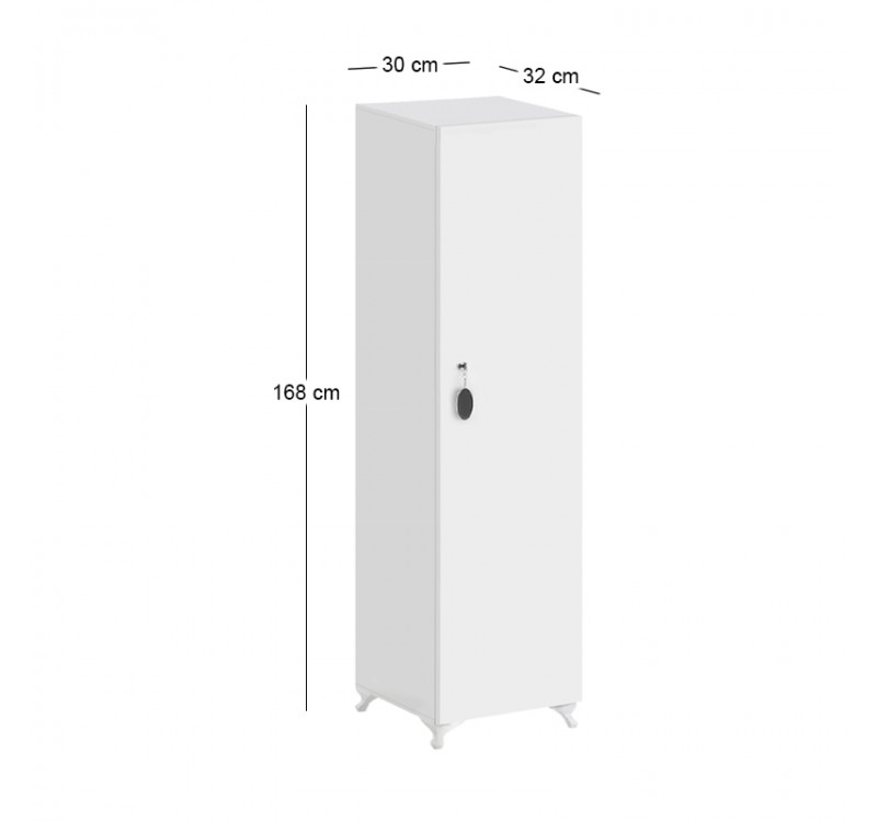 Ντουλάπι με κλειδαριά Zehra Megapap χρώμα λευκό 30x32x168εκ.