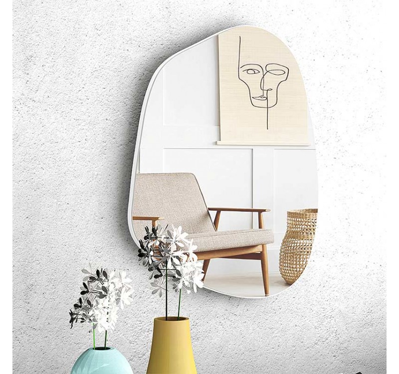 Καθρέπτης τοίχου Denza Megapap χρώμα λευκό 50x70x2,2εκ.