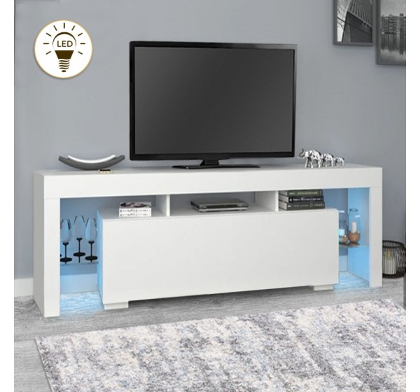 Έπιπλο τηλεόρασης Stilo Megapap με φωτισμό LED χρώμα λευκό 150x37x52εκ.