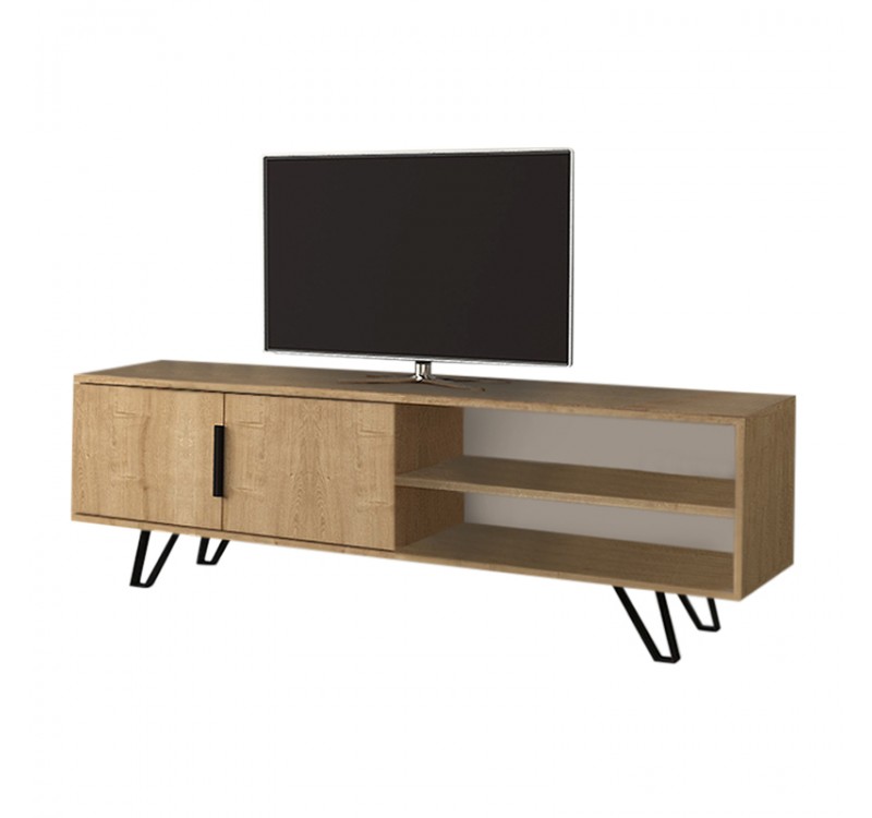 Έπιπλο τηλεόρασης Foot Megapap χρώμα φυσικό οξιάς 160x35x49εκ.