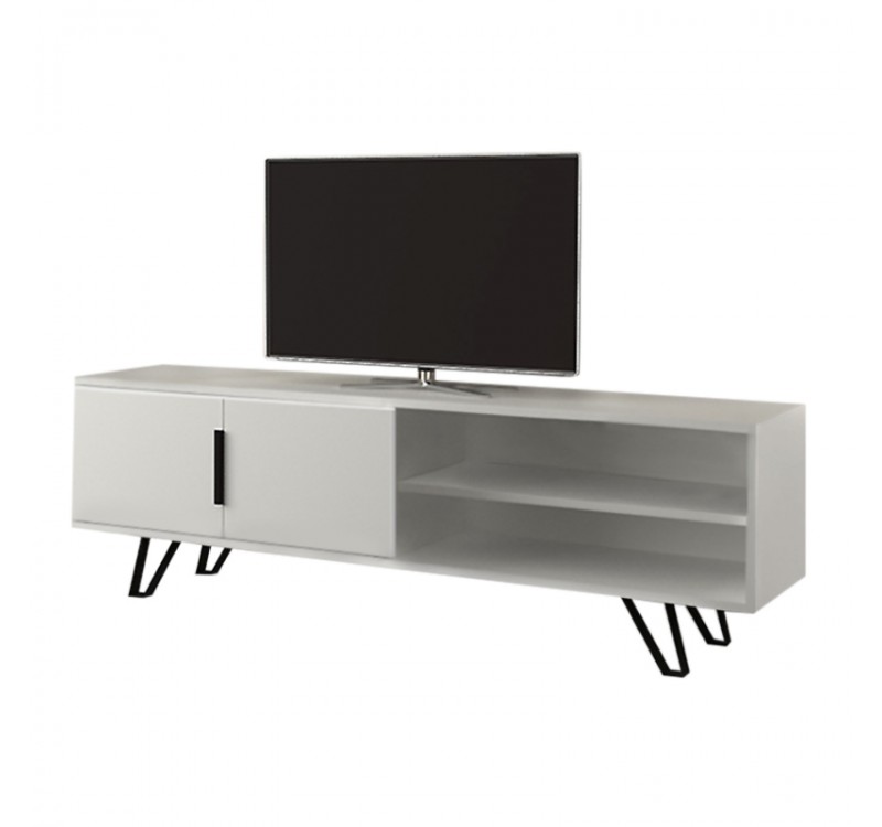 Έπιπλο τηλεόρασης Foot Megapap χρώμα λευκό 160x35x49εκ.