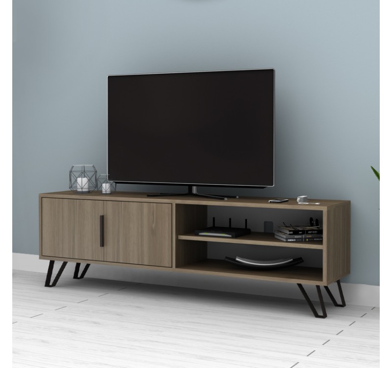 Έπιπλο τηλεόρασης Foot Megapap χρώμα καρυδί 160x35x49εκ.